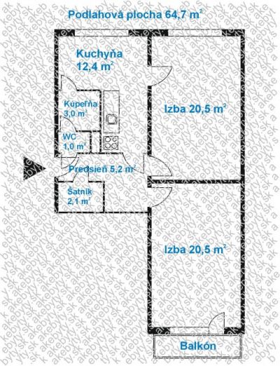 Predaj priestranný 2 izb. byt s balkónom na Dubnickej ulici, Bratislava - Petržalka.